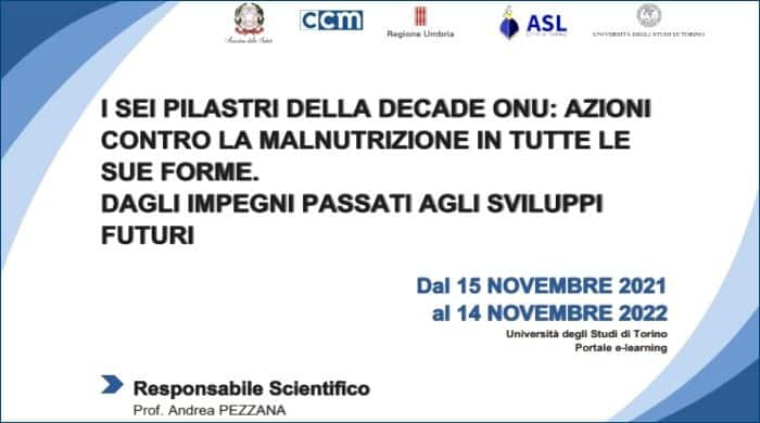 Corso FAD gratuito ECM con 36 crediti per tutte le Professioni Sanitarie. “I sei pilastri della decade ONU: azioni contro la malnutrizione in tutte le sue forme. Dagli impegni passati agli sviluppi futuri”